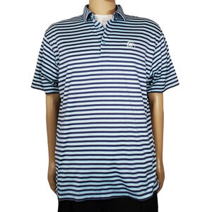Peter Millar Polo Shirt Mens Large Blue Striped Short Sleeve Golf Stretch Cotton